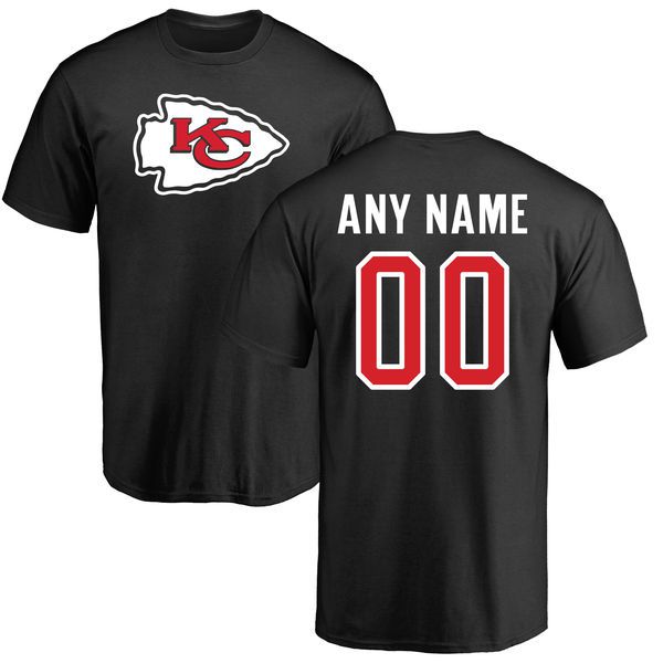 Men Kansas City Chiefs NFL Pro Line Black Custom Name and Number Logo T-Shirt